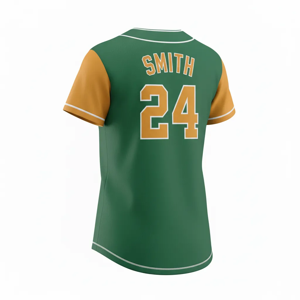 Custom Softball Full Button Softball Jersey - Custom Design - Fullbuttonjersey Forestgoldwhite - Back View - Kinexa Sportswear