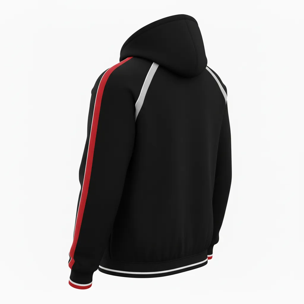 Custom Softball Full Zip Hoodie - Custom Design - Fullziphoodie Blacksilverwhite - Back View - Kinexa Sportswear