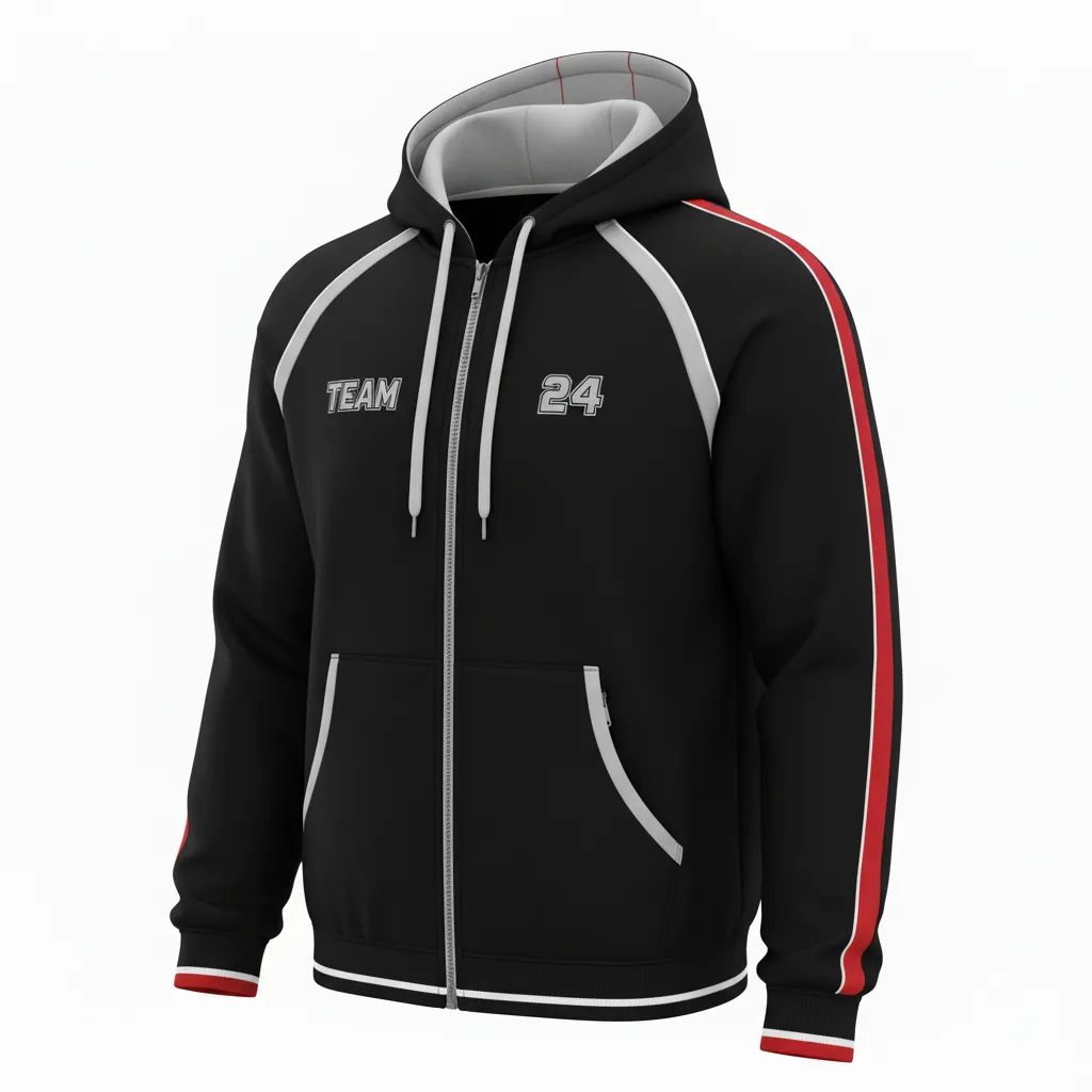 Custom Softball Full Zip Hoodie - Custom Design - Fullziphoodie Blacksilverwhite - Front View - Kinexa Sportswear
