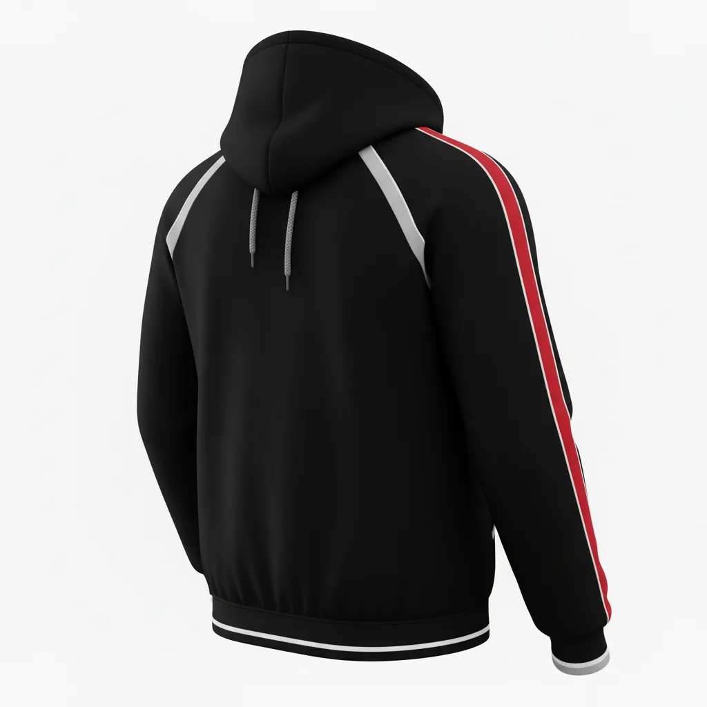 Custom Softball Full Zip Hoodie - Custom Design - Fullziphoodie Blackwhitegrey - Back View - Kinexa Sportswear