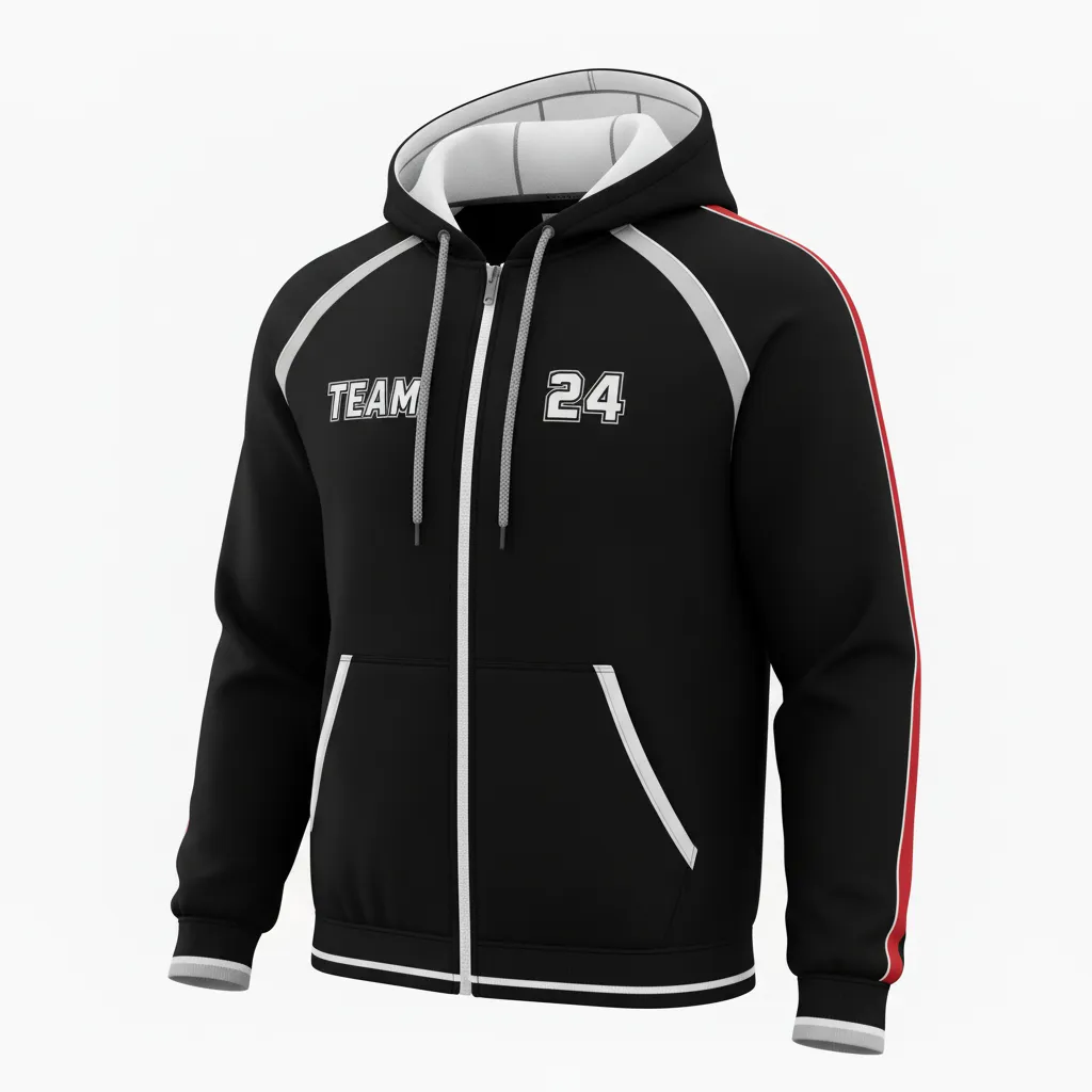 Custom Softball Full Zip Hoodie - Custom Design - Fullziphoodie Blackwhitegrey - Front View - Kinexa Sportswear