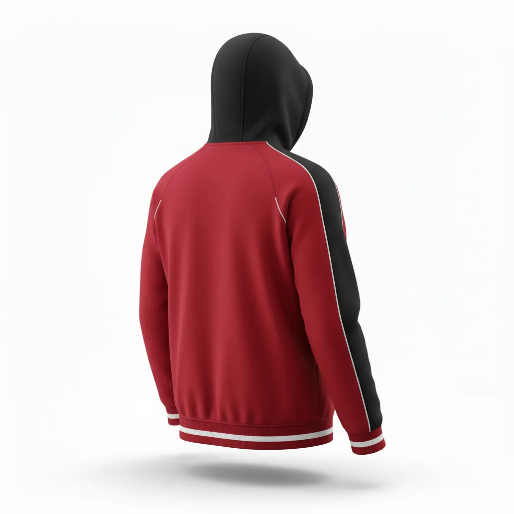 Custom Softball Full Zip Hoodie - Custom Design - Fullziphoodie Cardinalblackwhite - Back View - Kinexa Sportswear