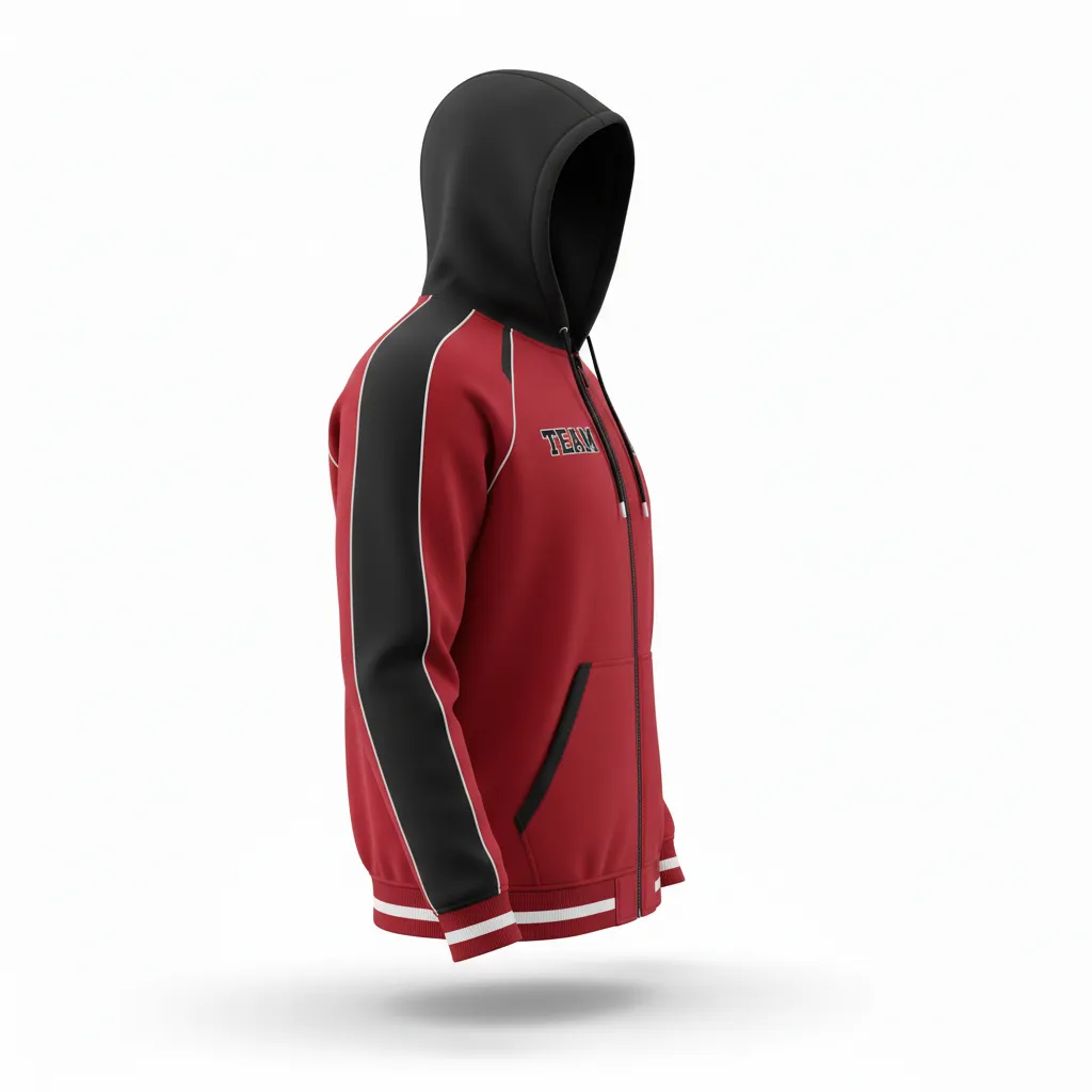 Custom Softball Full Zip Hoodie - Custom Design - Fullziphoodie Cardinalblackwhite - Side View - Kinexa Sportswear