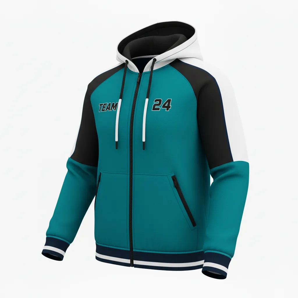 Custom Softball Full Zip Hoodie - Custom Design - Fullziphoodie Columbiablackwhite - Front View - Kinexa Sportswear