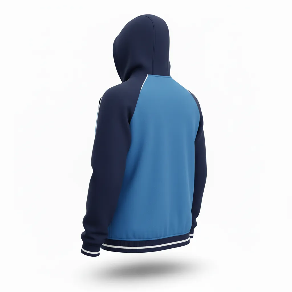 Custom Softball Full Zip Hoodie - Custom Design - Fullziphoodie Columbianavywhite - Back View - Kinexa Sportswear