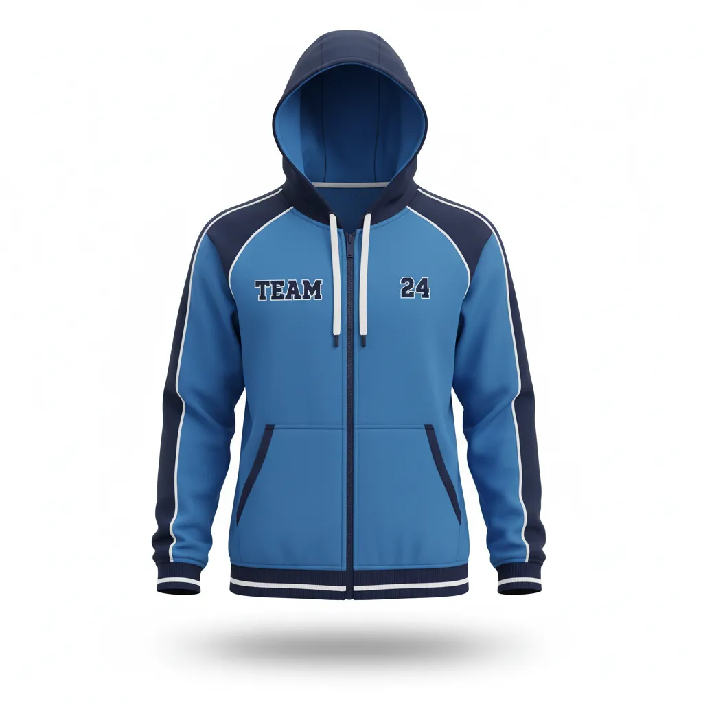 Custom Softball Full Zip Hoodie - Custom Design - Fullziphoodie Columbianavywhite - Front View - Kinexa Sportswear