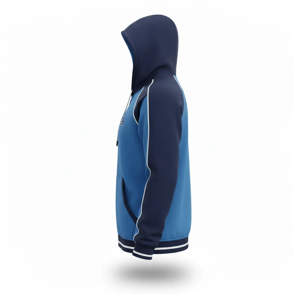 Custom Softball Full Zip Hoodie - Custom Design - Fullziphoodie Columbianavywhite - Side View - Kinexa Sportswear