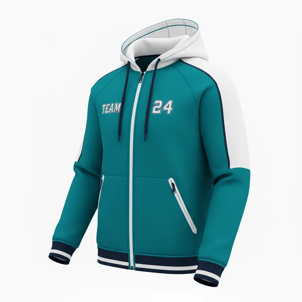 Custom Softball Full Zip Hoodie - Custom Design - Fullziphoodie Columbiawhitenavy - Front View - Kinexa Sportswear