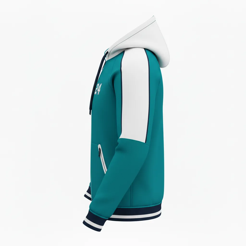 Custom Softball Full Zip Hoodie - Custom Design - Fullziphoodie Columbiawhitenavy - Side View - Kinexa Sportswear
