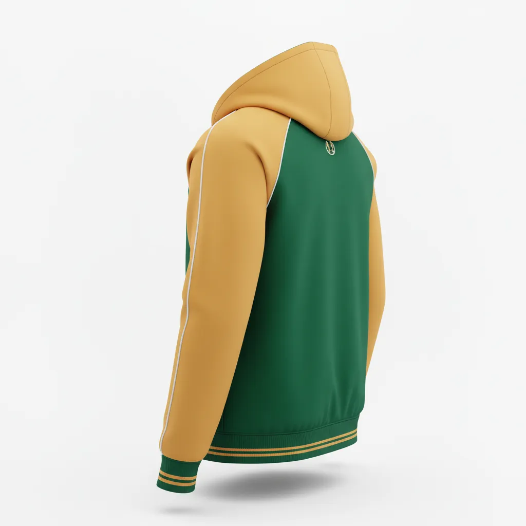 Custom Softball Full Zip Hoodie - Custom Design - Fullziphoodie Forestgoldwhite - Back View - Kinexa Sportswear