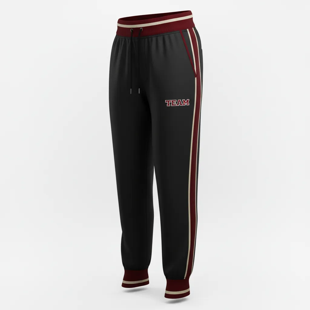Custom Softball Jogger Pant - Custom Design - Joggerpants Blackredwhite - Front View - Kinexa Sportswear