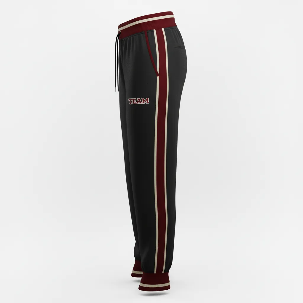 Custom Softball Jogger Pant - Custom Design - Joggerpants Blackredwhite - Side View - Kinexa Sportswear