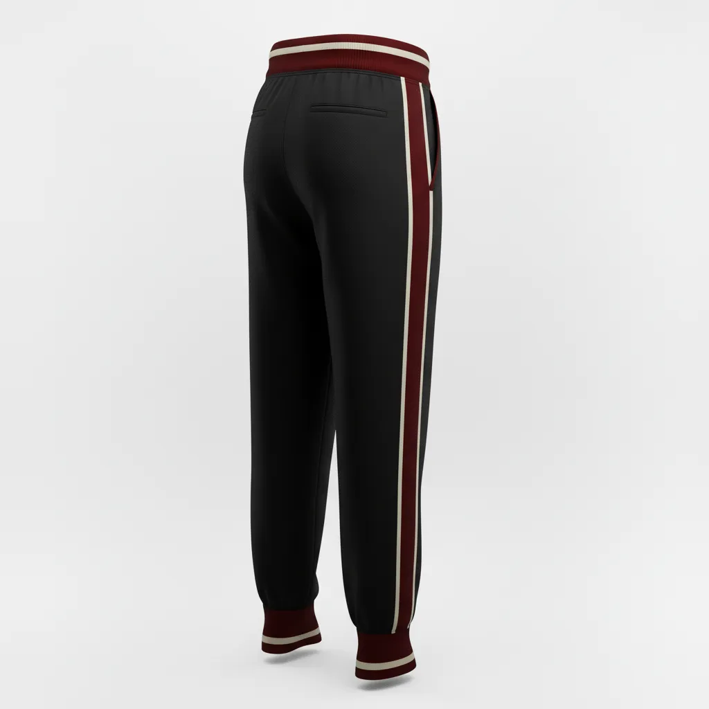 Custom Softball Jogger Pant - Custom Design - Joggerpants Blacksilverwhite - Back View - Kinexa Sportswear