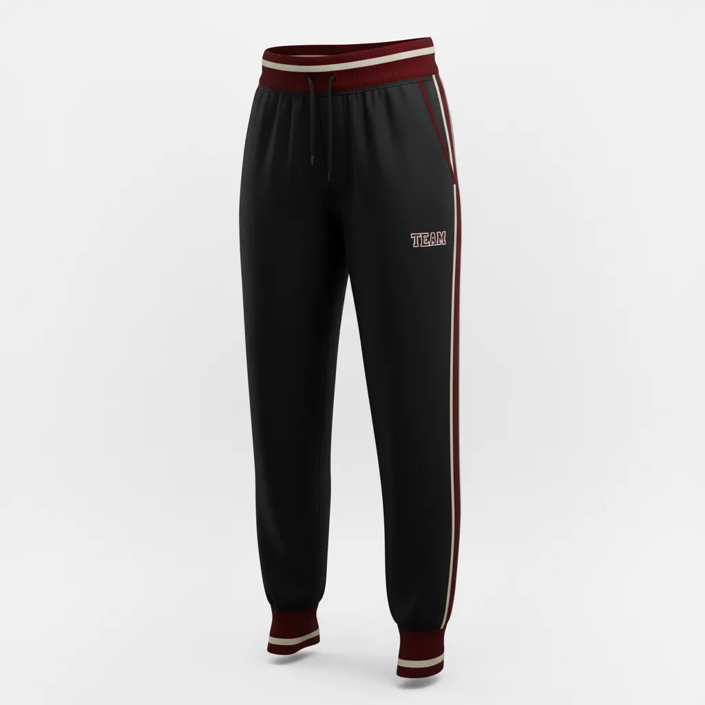 Custom Softball Jogger Pant - Custom Design - Joggerpants Blacksilverwhite - Front View - Kinexa Sportswear