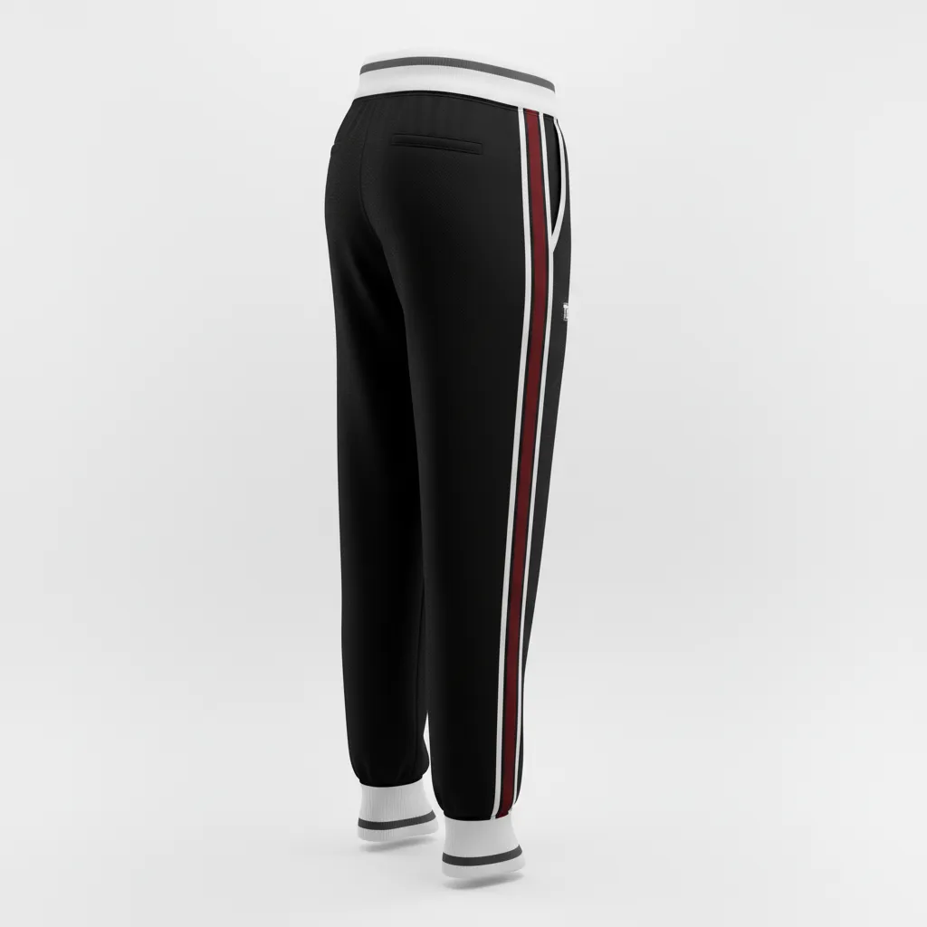 Custom Softball Jogger Pant - Custom Design - Joggerpants Blackwhitegrey - Back View - Kinexa Sportswear