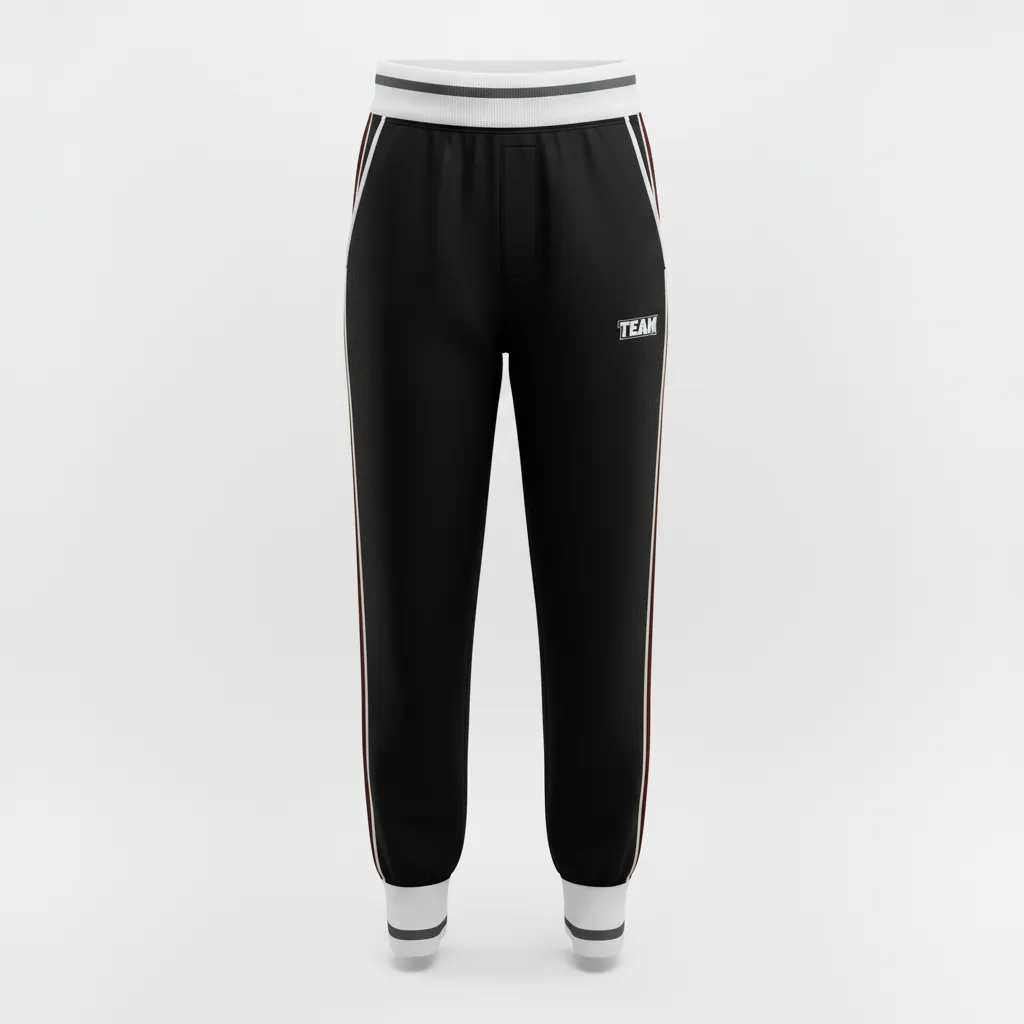 Custom Softball Jogger Pant - Custom Design - Joggerpants Blackwhitegrey - Front View - Kinexa Sportswear