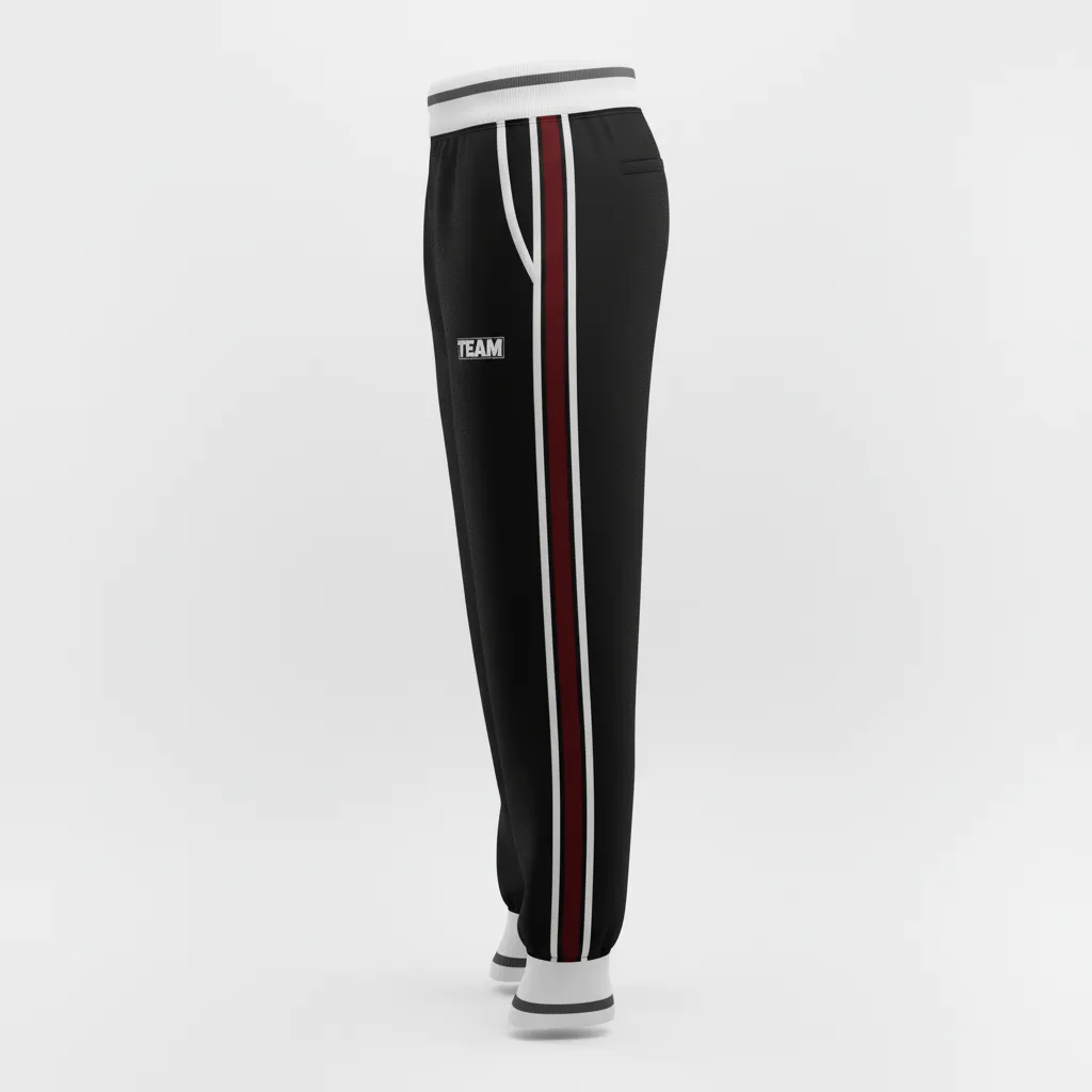 Custom Softball Jogger Pant - Custom Design - Joggerpants Blackwhitegrey - Side View - Kinexa Sportswear