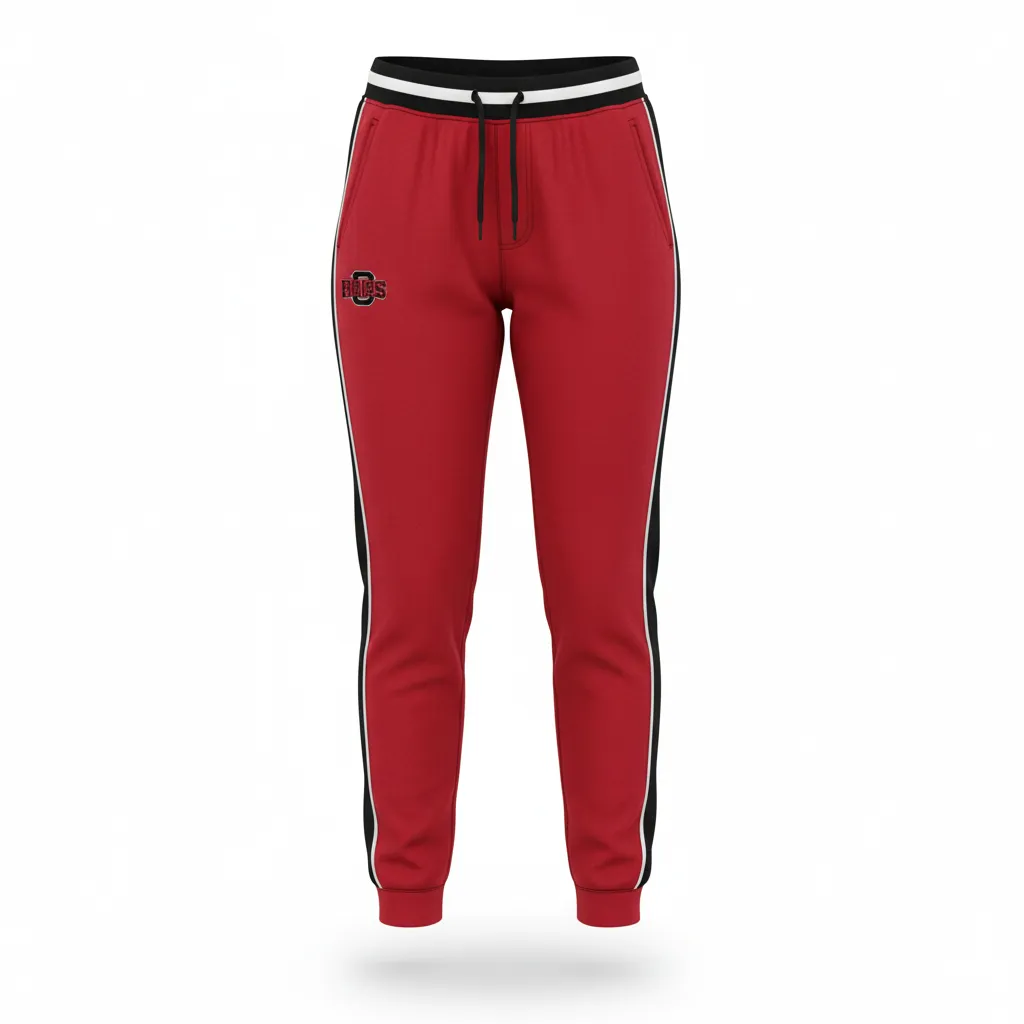 Custom Softball Jogger Pant - Custom Design - Joggerpants Cardinalblackwhite - Front View - Kinexa Sportswear