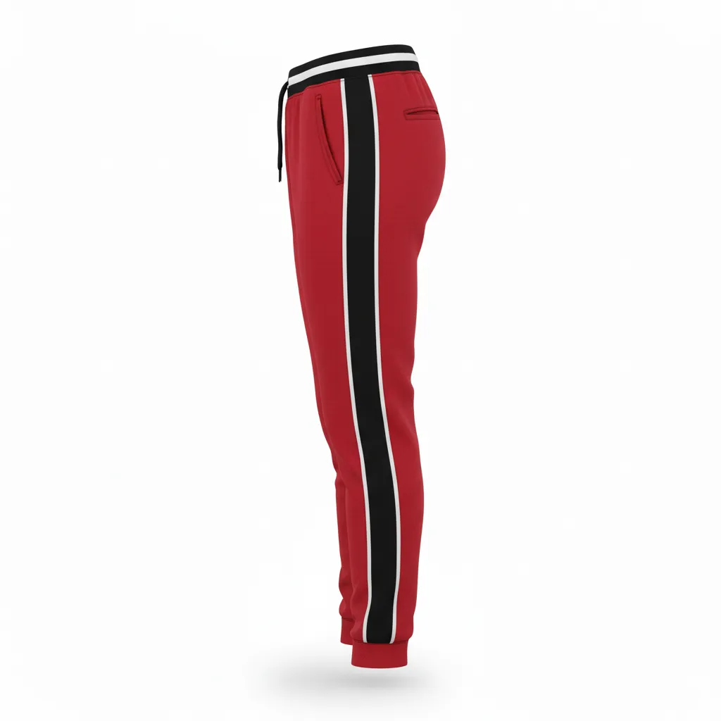 Custom Softball Jogger Pant - Custom Design - Joggerpants Cardinalblackwhite - Side View - Kinexa Sportswear