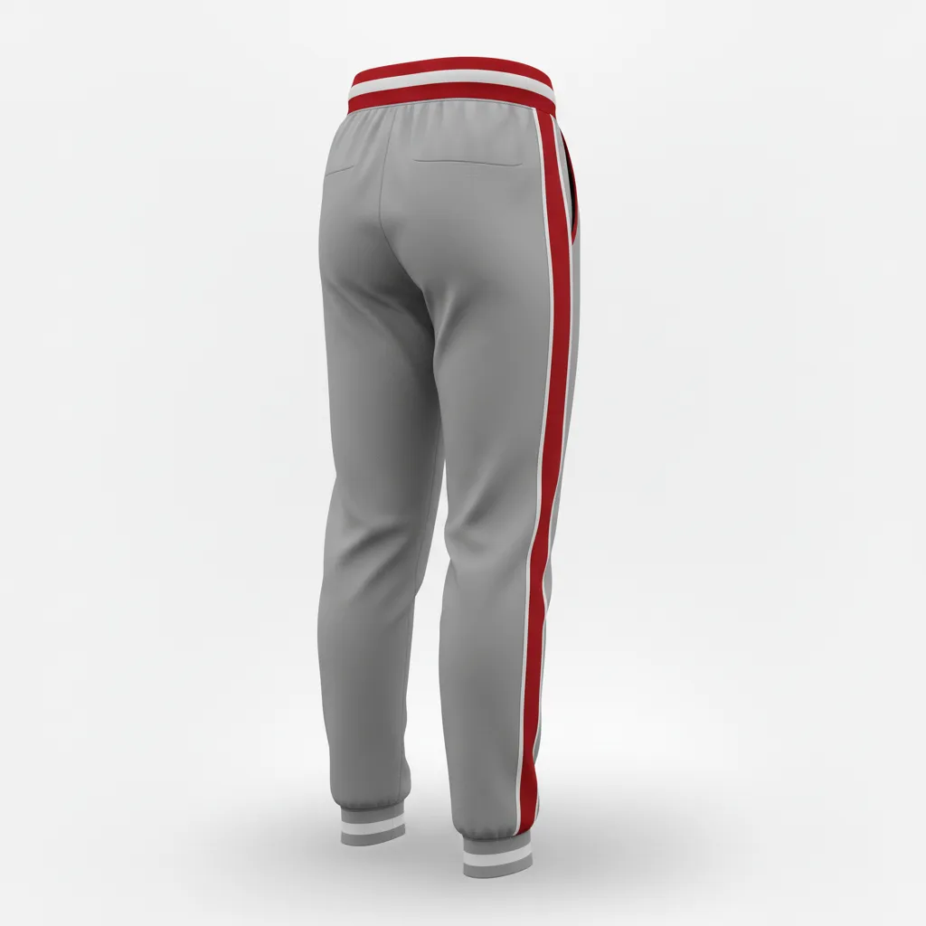 Custom Softball Jogger Pant - Custom Design - Joggerpants Charcoalredwhite - Back View - Kinexa Sportswear