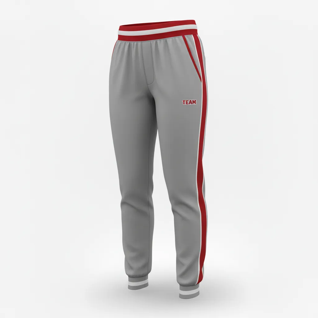 Custom Softball Jogger Pant - Custom Design - Joggerpants Charcoalredwhite - Front View - Kinexa Sportswear