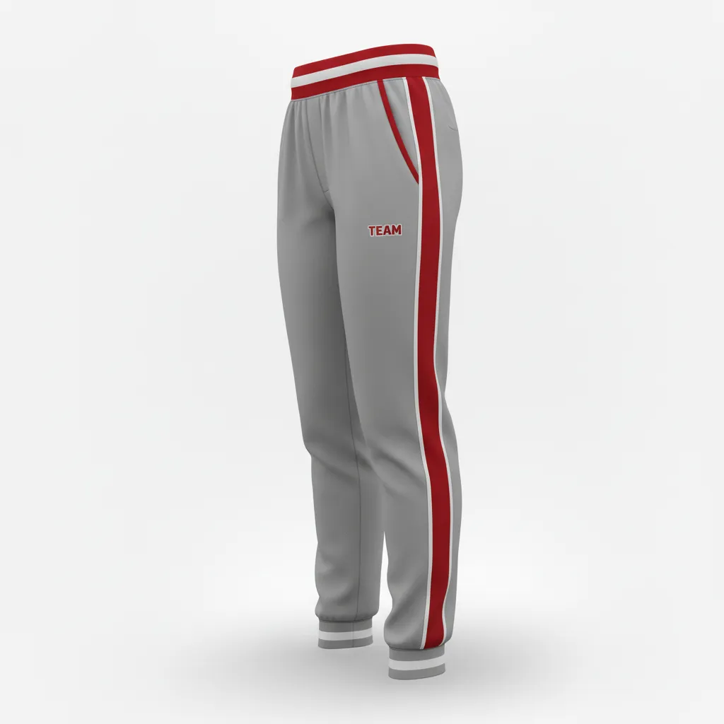 Custom Softball Jogger Pant - Custom Design - Joggerpants Charcoalredwhite - Side View - Kinexa Sportswear