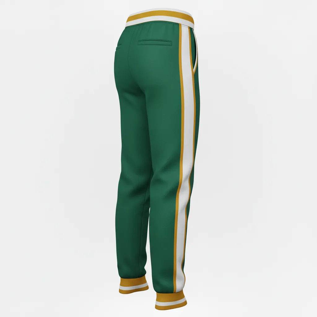 Custom Softball Jogger Pant - Custom Design - Joggerpants Forestgoldwhite - Back View - Kinexa Sportswear