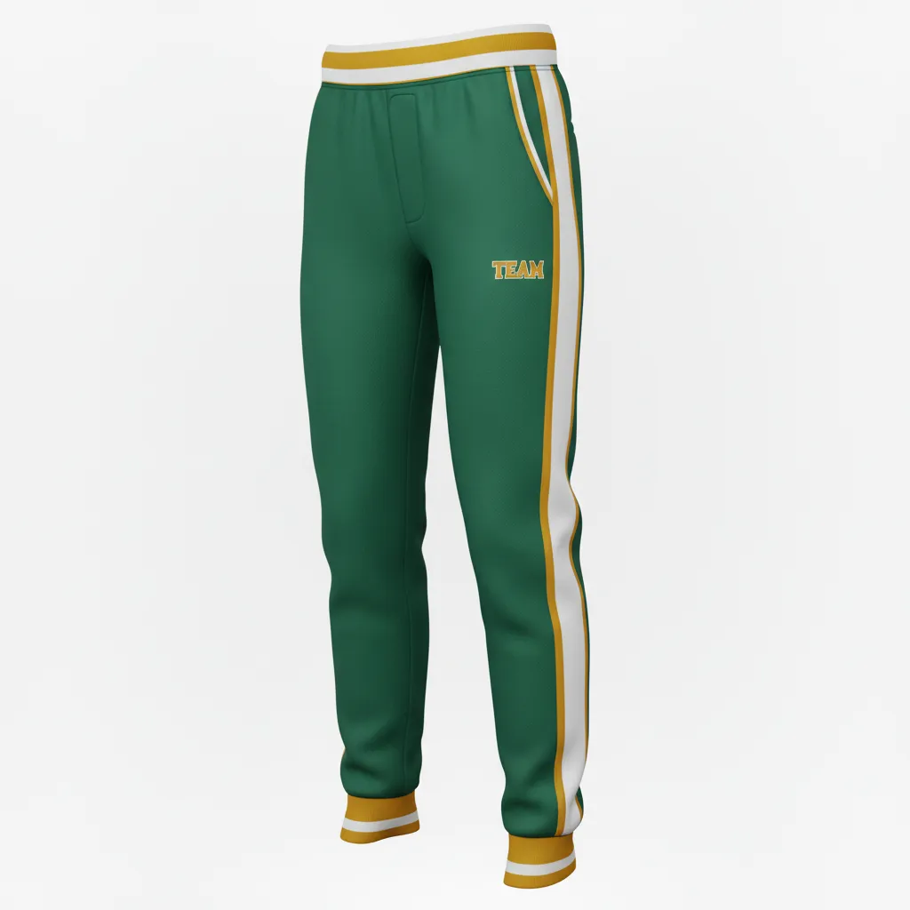 Custom Softball Jogger Pant - Custom Design - Joggerpants Forestgoldwhite - Front View - Kinexa Sportswear
