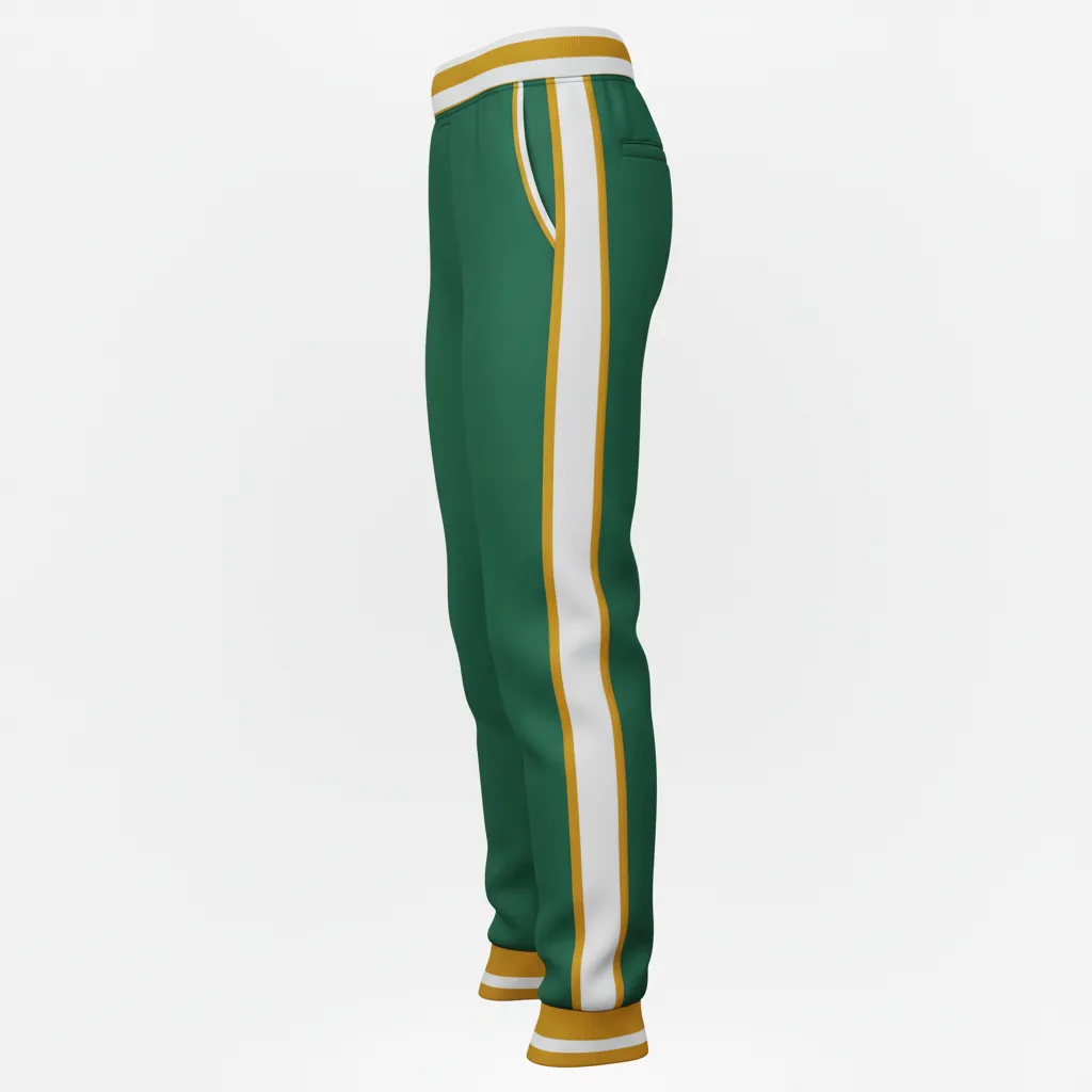 Custom Softball Jogger Pant - Custom Design - Joggerpants Forestgoldwhite - Side View - Kinexa Sportswear