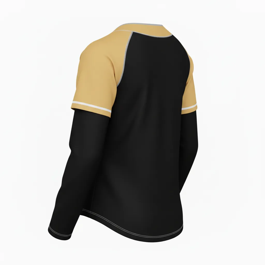 Custom Softball Long Sleeve Jersey - Custom Design - Longsleevejersey Blackgoldwhite - Back View - Kinexa Sportswear