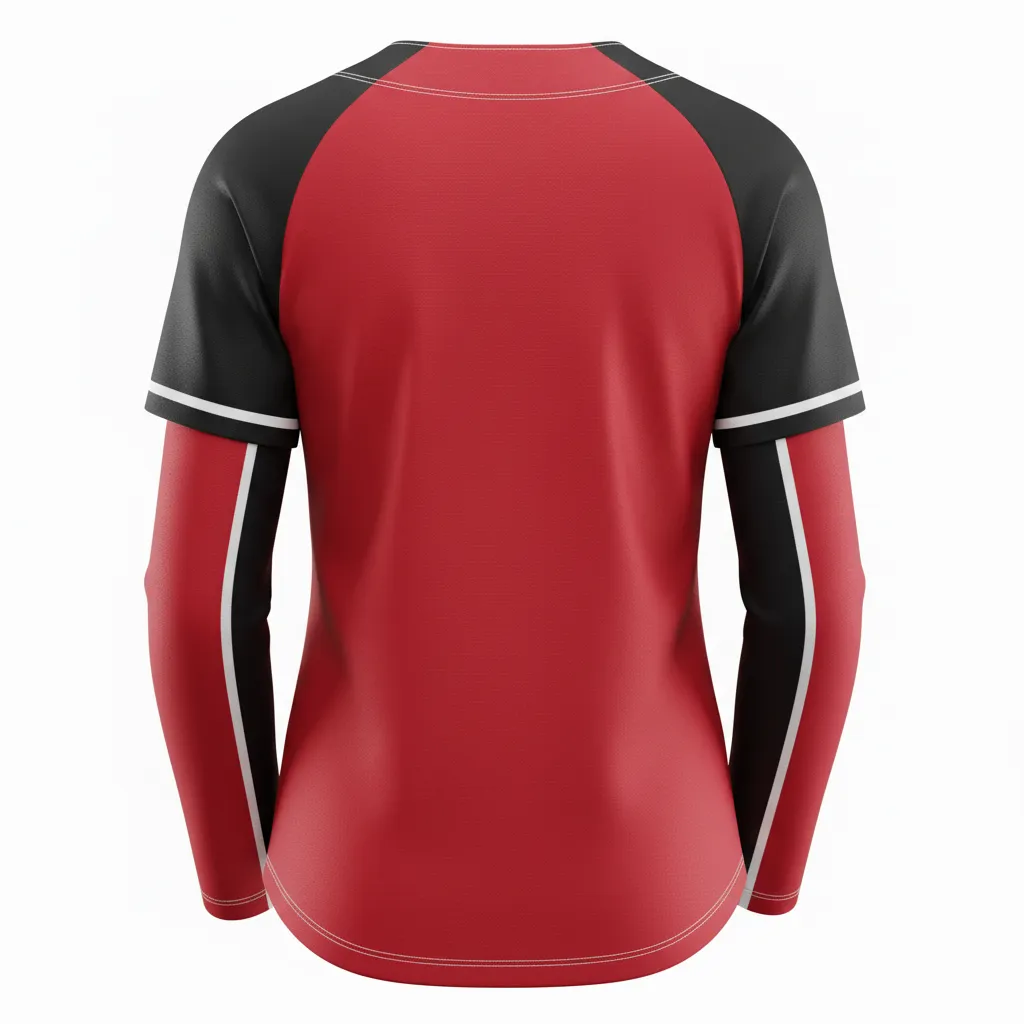 Custom Softball Long Sleeve Jersey - Custom Design - Longsleevejersey Cardinalblackwhite - Back View - Kinexa Sportswear