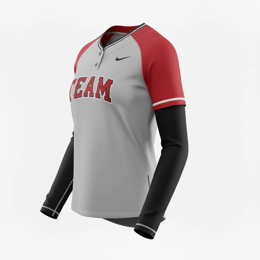 Custom Softball Long Sleeve Jersey - Custom Design - Longsleevejersey Charcoalredwhite - Side View - Kinexa Sportswear