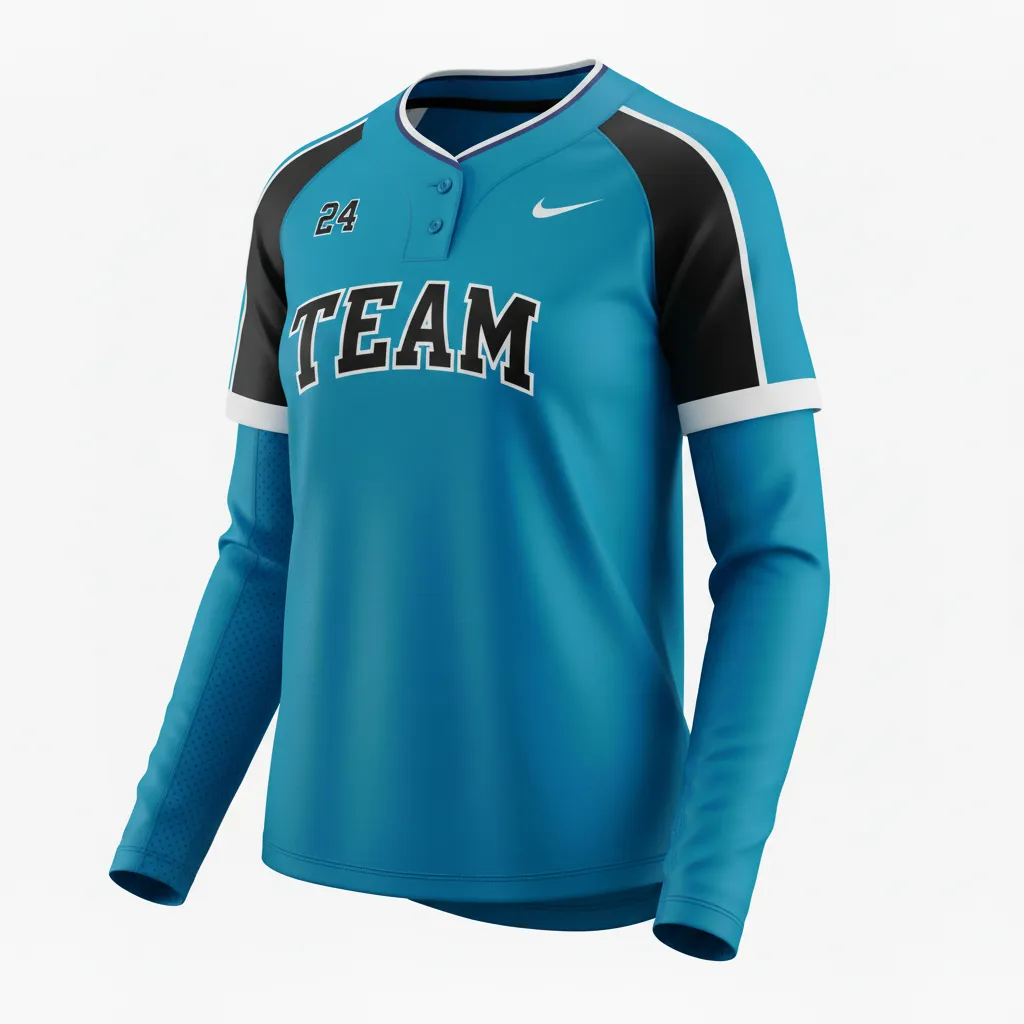 Custom Softball Long Sleeve Jersey - Custom Design - Longsleevejersey Columbiablackwhite - Front View - Kinexa Sportswear