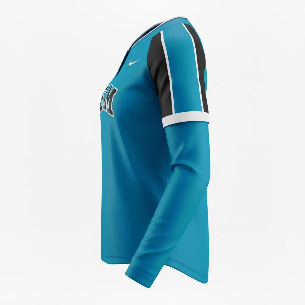 Custom Softball Long Sleeve Jersey - Custom Design - Longsleevejersey Columbiablackwhite - Side View - Kinexa Sportswear