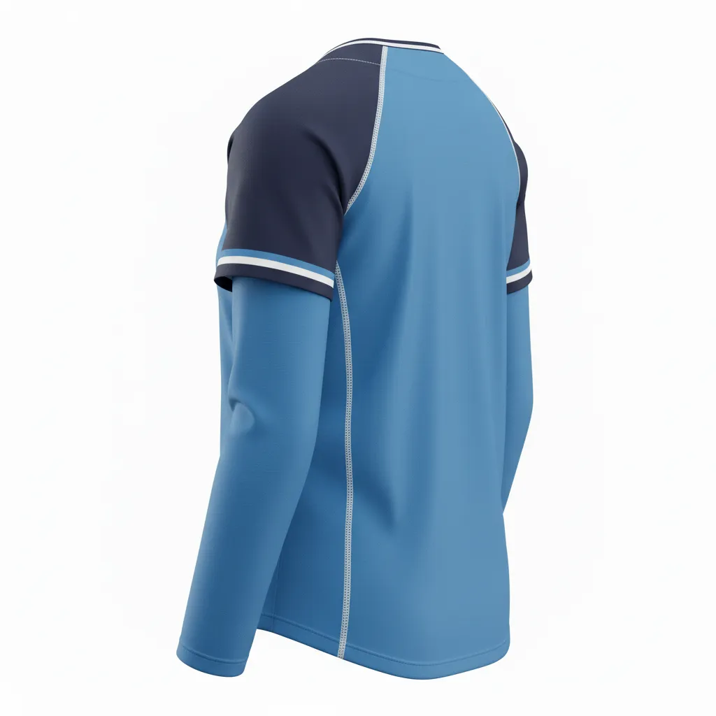 Custom Softball Long Sleeve Jersey - Custom Design - Longsleevejersey Columbianavywhite - Back View - Kinexa Sportswear