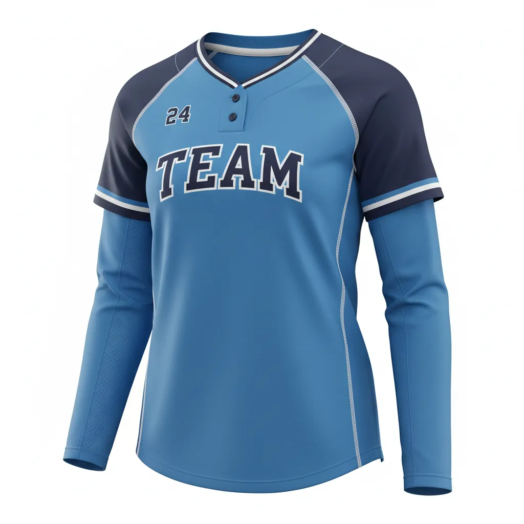 Custom Softball Long Sleeve Jersey - Custom Design - Longsleevejersey Columbianavywhite - Front View - Kinexa Sportswear