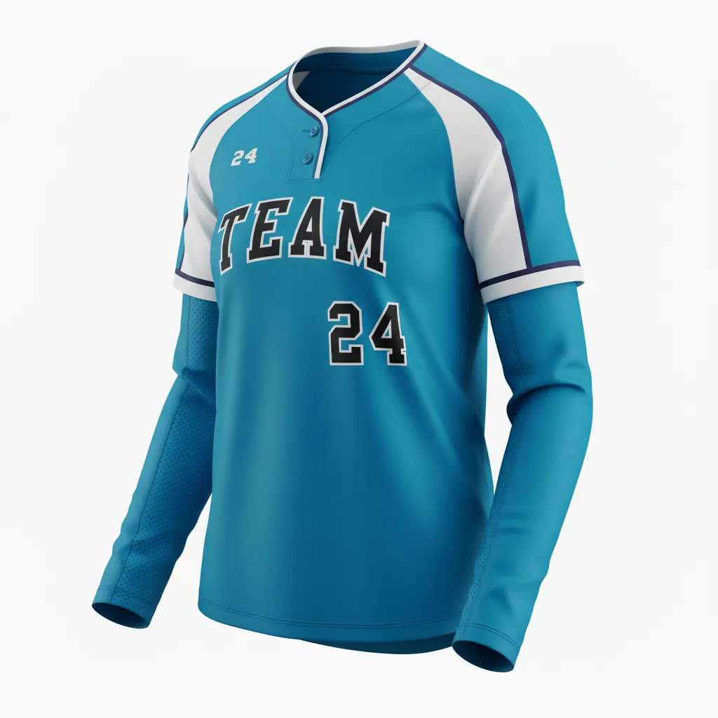Custom Softball Long Sleeve Jersey - Custom Design - Longsleevejersey Columbiawhitenavy - Front View - Kinexa Sportswear