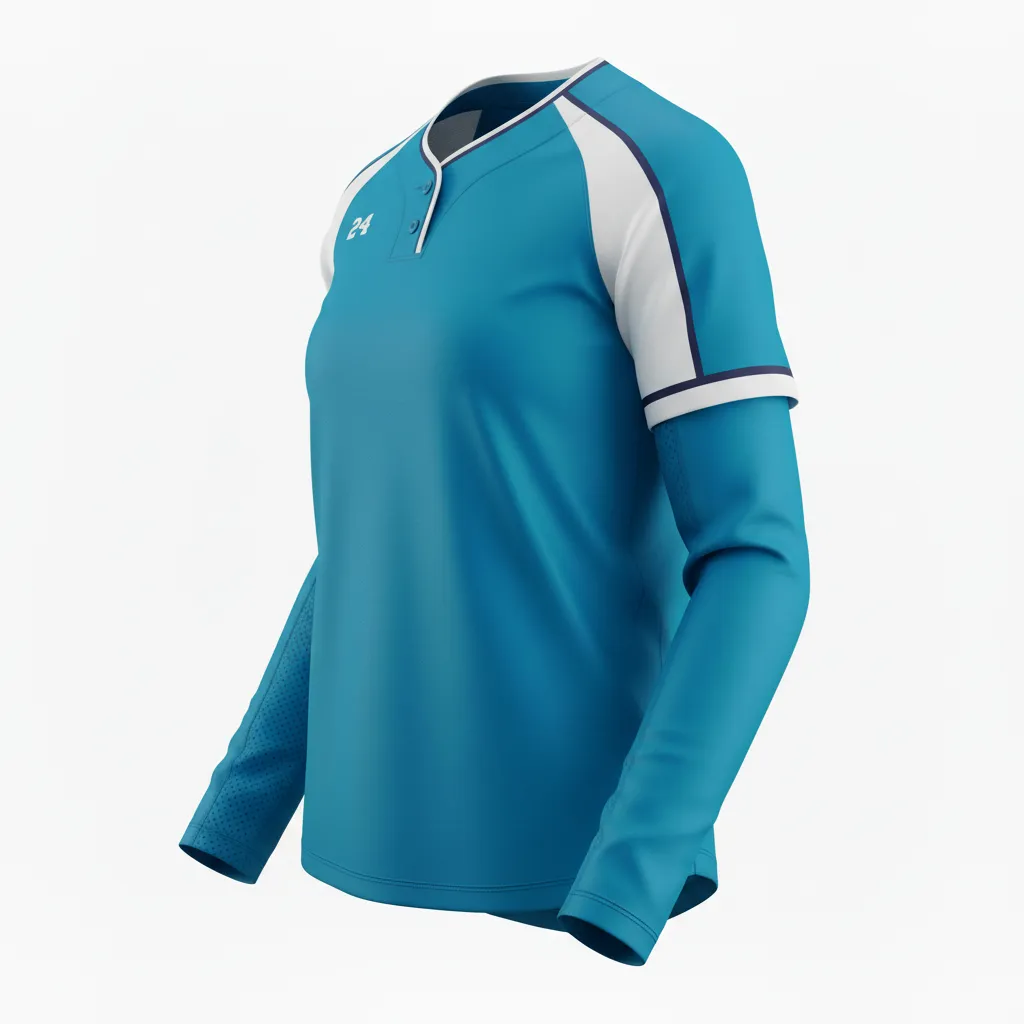 Custom Softball Long Sleeve Jersey - Custom Design - Longsleevejersey Columbiawhitenavy - Side View - Kinexa Sportswear