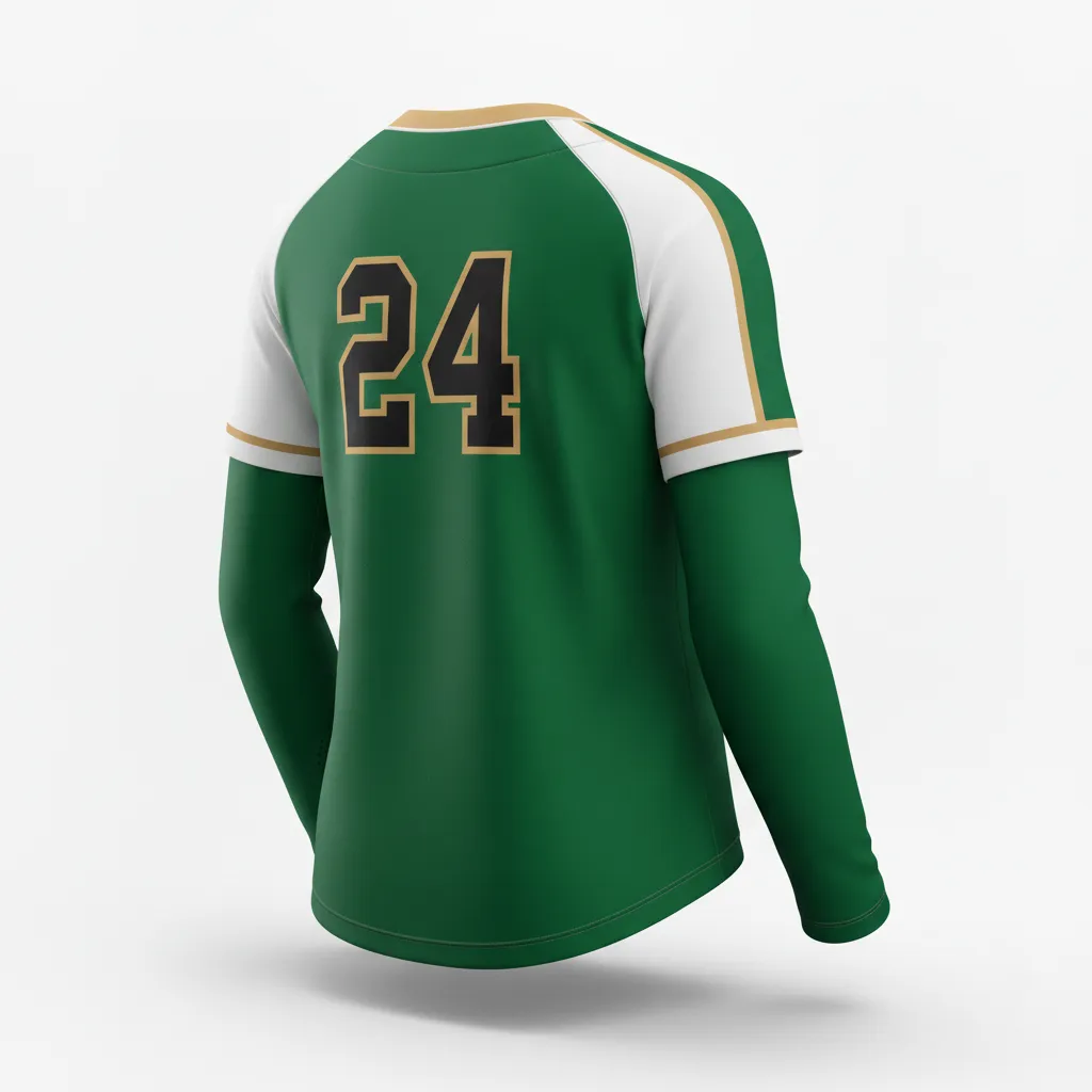 Custom Softball Long Sleeve Jersey - Custom Design - Longsleevejersey Forestblackgold - Back View - Kinexa Sportswear