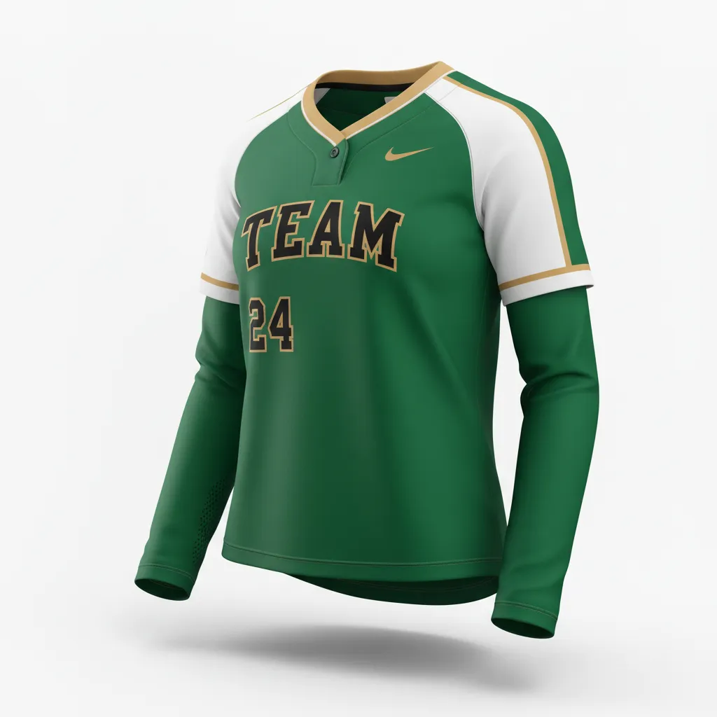 Custom Softball Long Sleeve Jersey - Custom Design - Longsleevejersey Forestblackgold - Front View - Kinexa Sportswear
