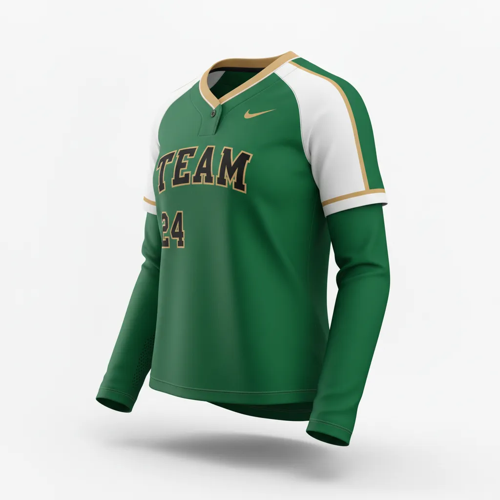 Custom Softball Long Sleeve Jersey - Custom Design - Longsleevejersey Forestblackgold - Side View - Kinexa Sportswear