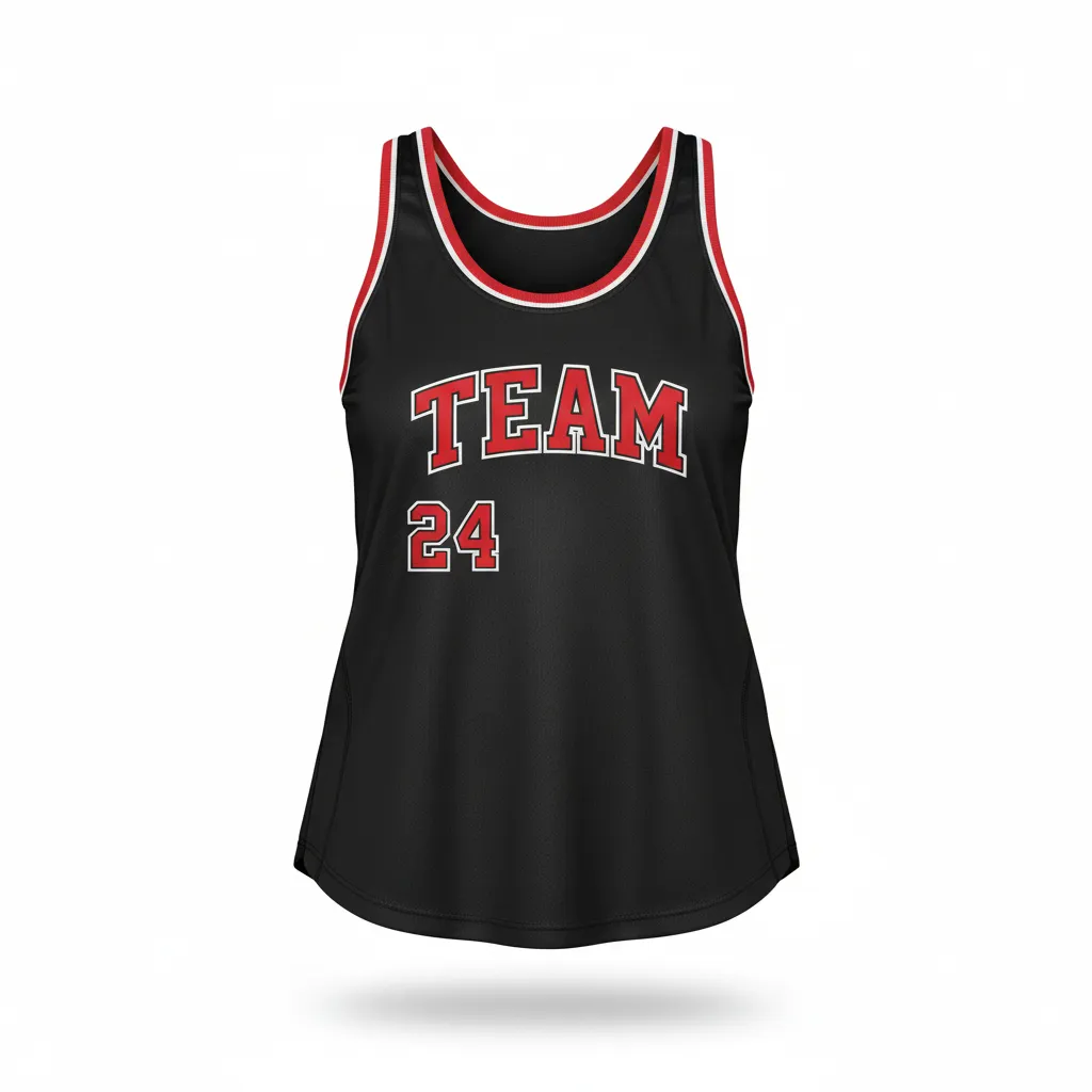 Custom Softball Performance Tank Top - Custom Design - Trainingtank Blackredwhite - Front View - Kinexa Sportswear