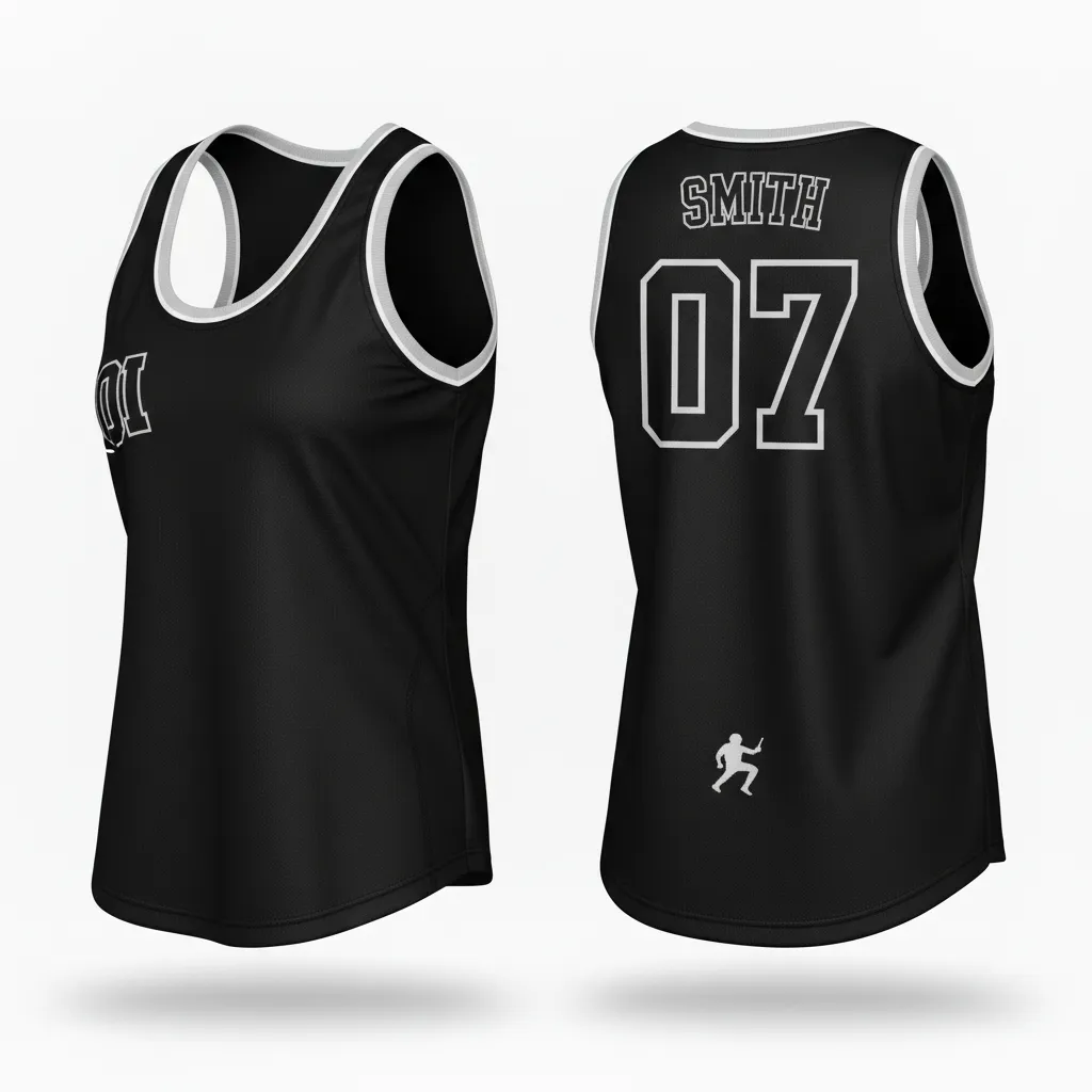 Custom Softball Performance Tank Top - Custom Design - Trainingtank Blacksilverwhite - Back View - Kinexa Sportswear
