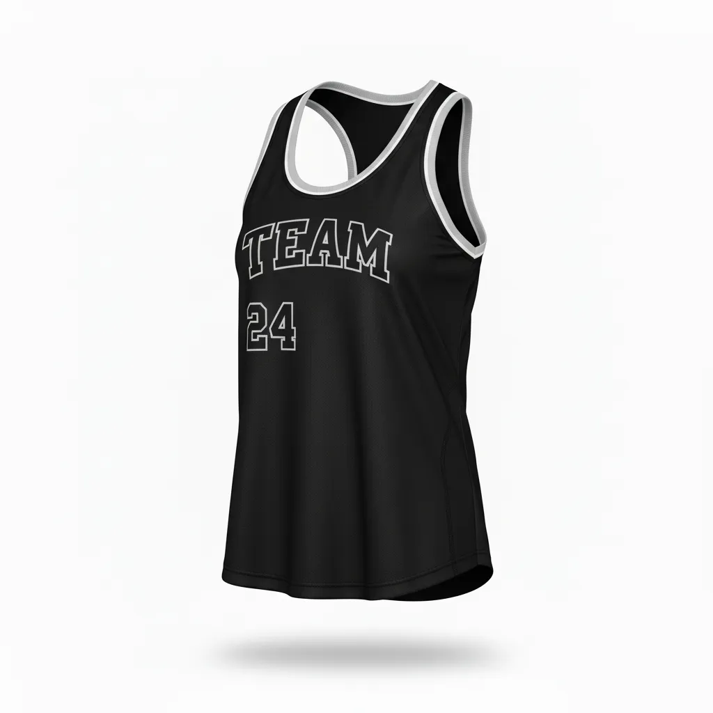 Custom Softball Performance Tank Top - Custom Design - Trainingtank Blacksilverwhite - Front View - Kinexa Sportswear