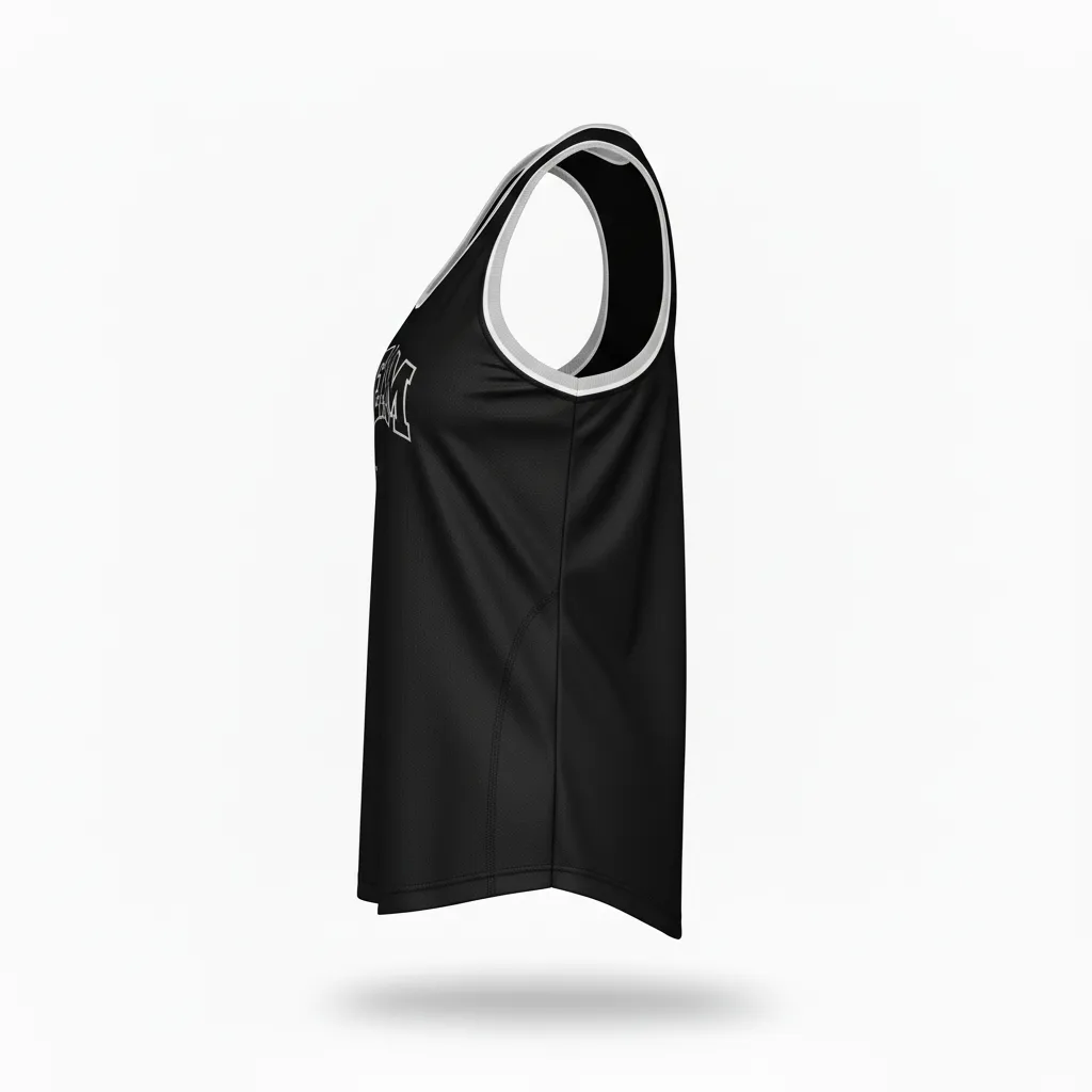 Custom Softball Performance Tank Top - Custom Design - Trainingtank Blacksilverwhite - Side View - Kinexa Sportswear
