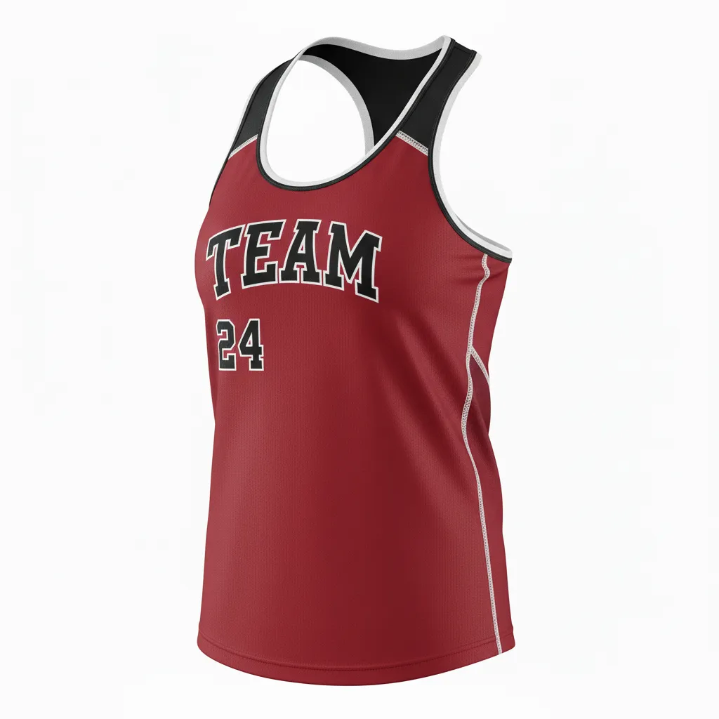 Custom Softball Performance Tank Top - Custom Design - Trainingtank Cardinalblackwhite - Front View - Kinexa Sportswear