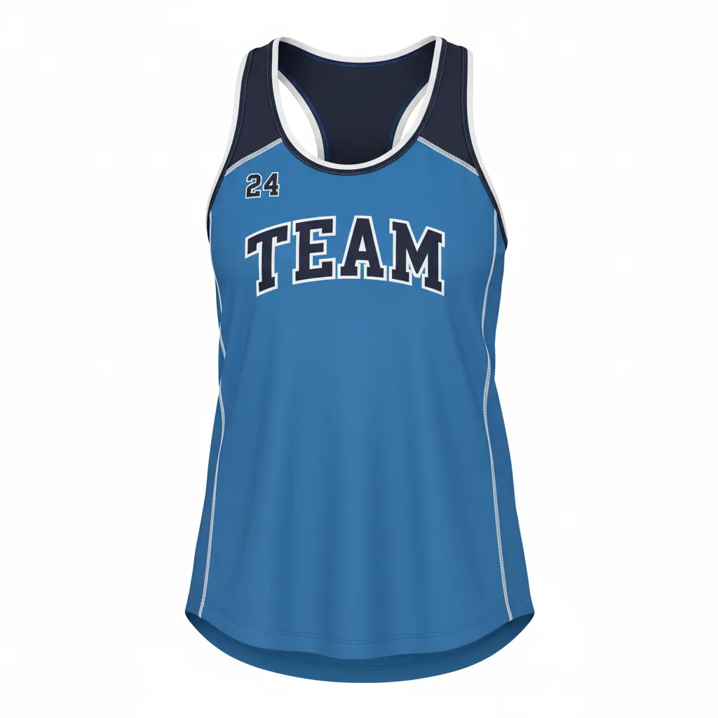 Custom Softball Performance Tank Top - Custom Design - Trainingtank Columbianavywhite - Front View - Kinexa Sportswear