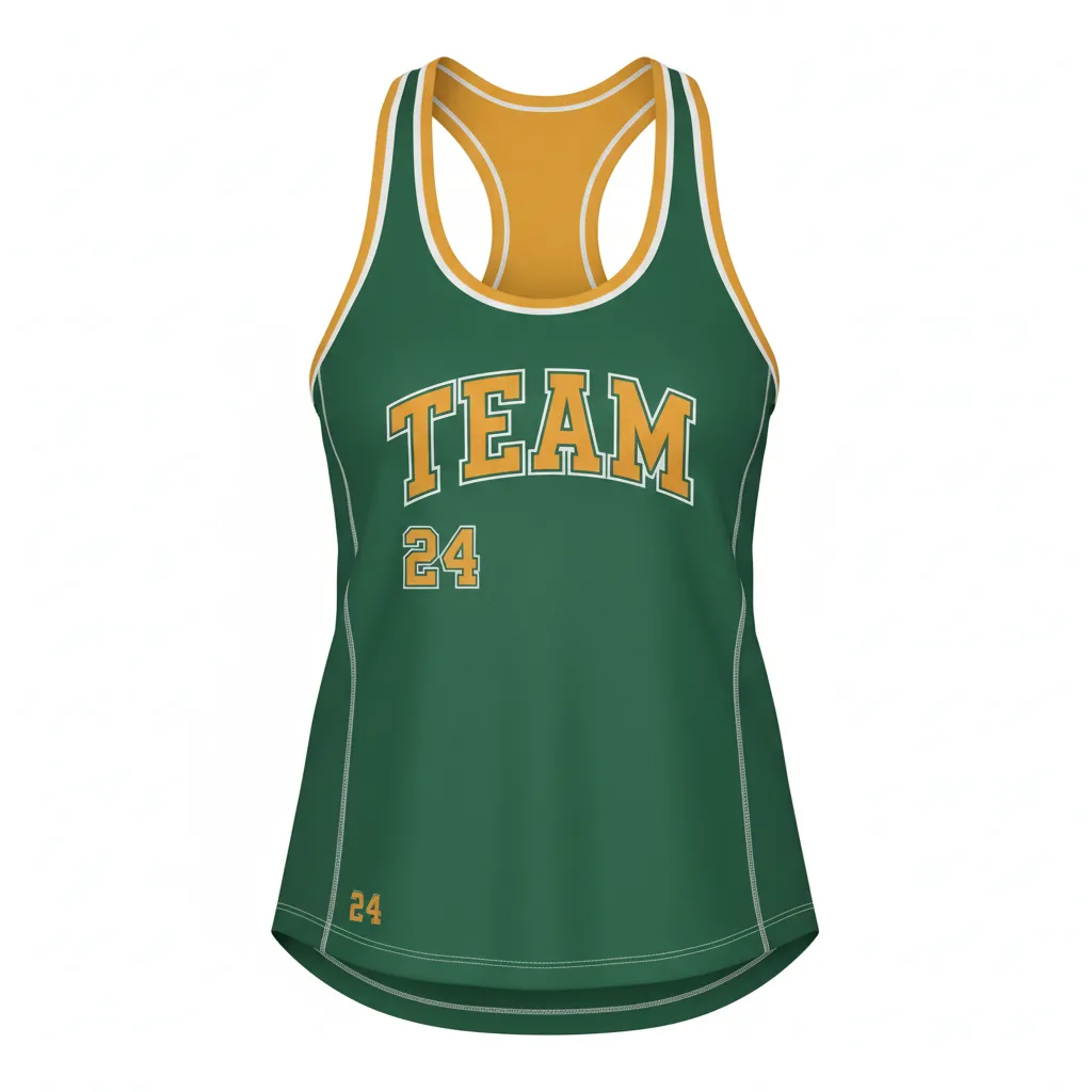 Custom Softball Performance Tank Top - Custom Design - Trainingtank Forestgoldwhite - Front View - Kinexa Sportswear