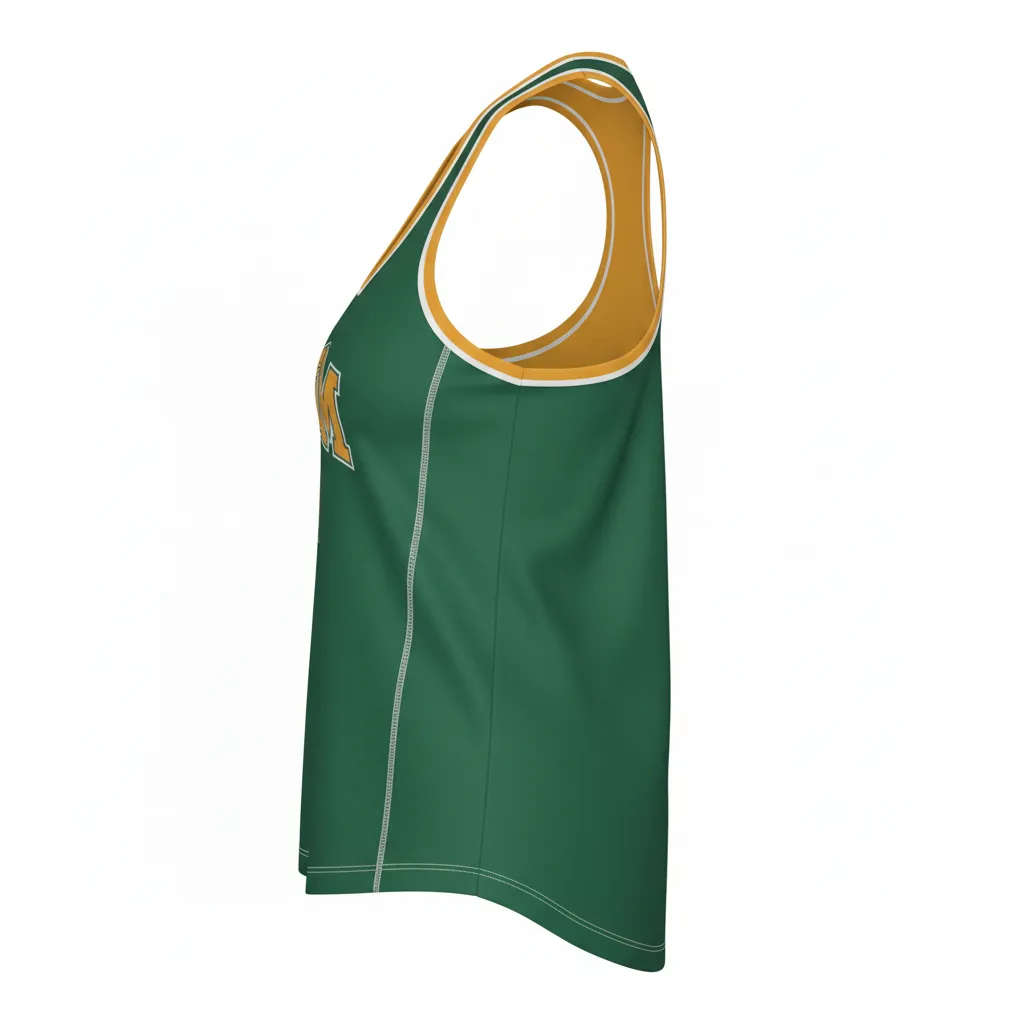 Custom Softball Performance Tank Top - Custom Design - Trainingtank Forestgoldwhite - Side View - Kinexa Sportswear