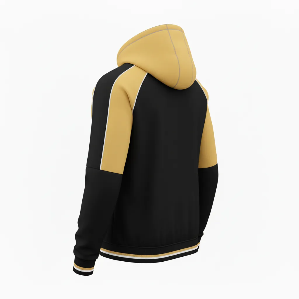 Custom Softball Pullover Hoodie - Custom Design - Pulloverhoodie Blackgoldwhite - Back View - Kinexa Sportswear